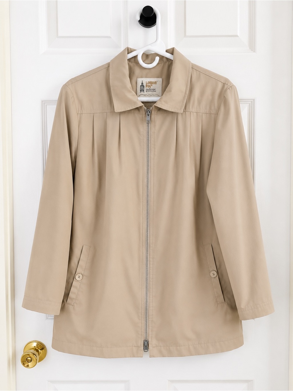 London Fog Women's Light Beige Zip-Front Weatherwear Jacket Size 10R